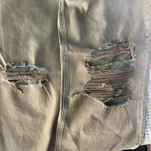 Distressed Tan Flare Jeans - Picture 5 of 7